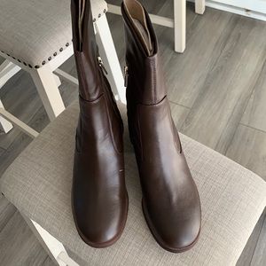 Brown faux leather size 8 boots. Never worn